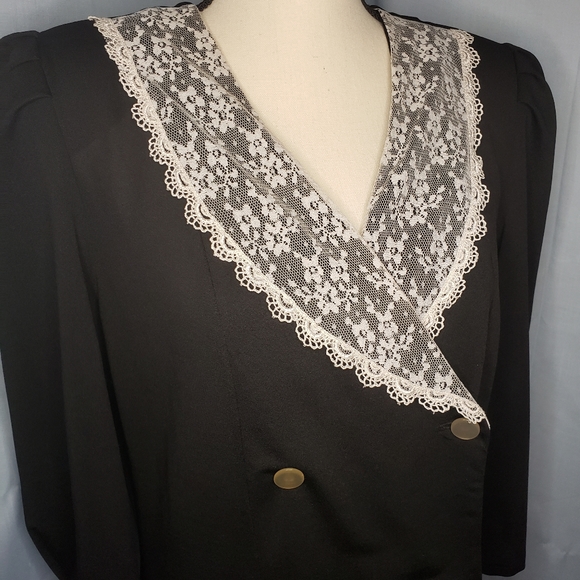 Vtg Just Ducky Lace Collar Drop Waist Dress - Picture 3 of 8